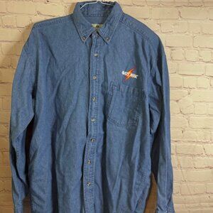 Rayovac Racing Jarrett/Favre Motorsports Mens Team Issues Denim Shirt Medium